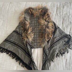 Gucci Fox Fur Wool and Silk Shawl
